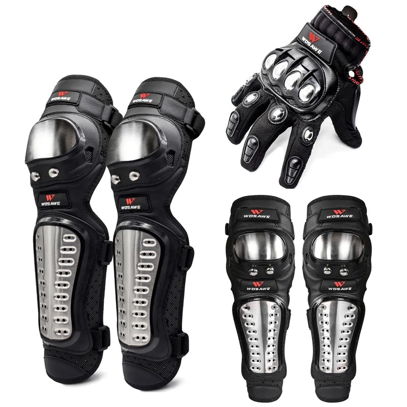 WOSAWE Knee Elblow Pads Protective Guard Long Finger Gloves Motorcycle