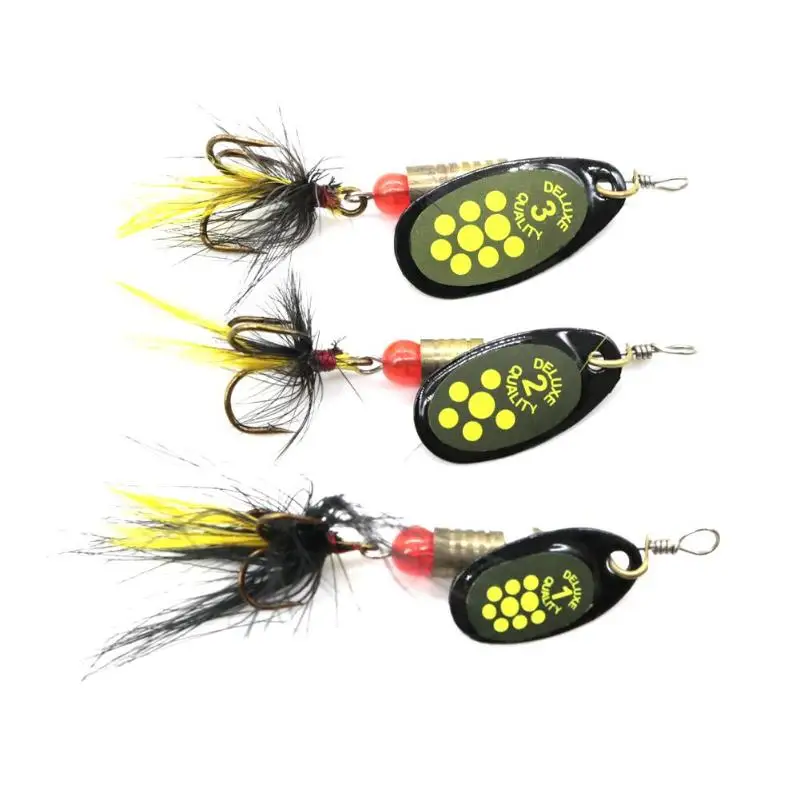 

3pcs 3.9/4.4/7.4g Sequin Spoon Metal Wobbler Fishing Lures Spinner Baits with Treble Hook Fishing Tackle for Freshening Seawater