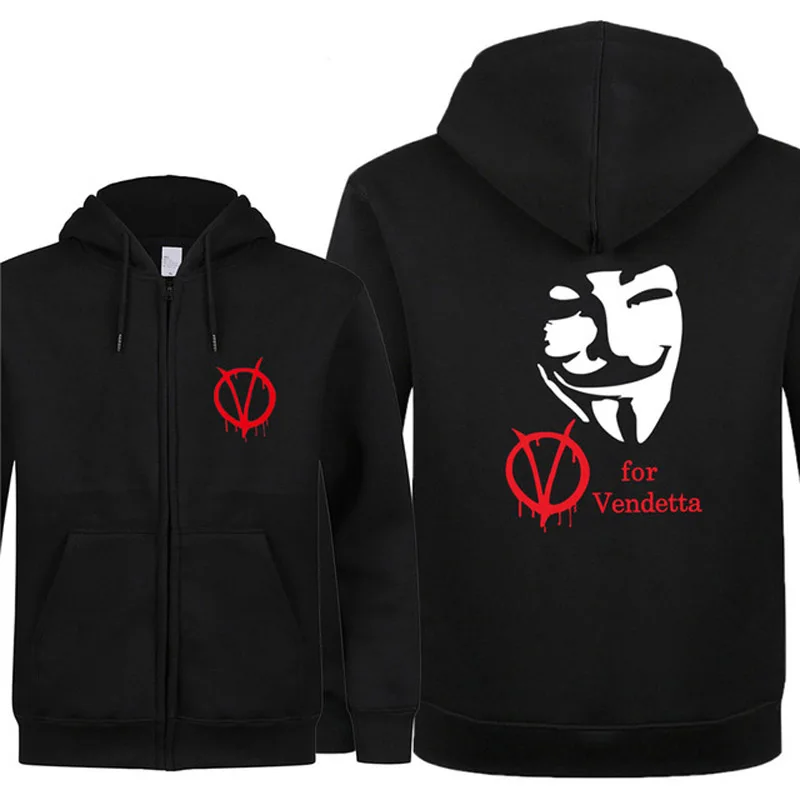 

2019 new men hoodies sweatshirts Anime Hoodie antumn Hip Hop Long Sleeve Streetwear Men Black V For Hooded Mantle Tops Y027