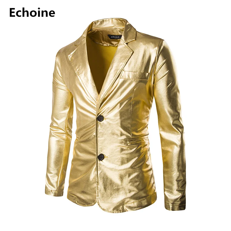 

Men Golden jacket Blazer Performance Fitted jacket Silver Costume Nightclub Slim Autumn Winter Male Jacket Classic Party Blazer