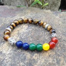 SN0392 счастливые буддийские молитвенные четки в виде браслета 7 Чакра браслет из бисера Красный камень желтый зеленый камень браслет из лазурита для женщин