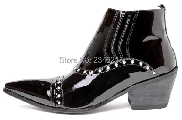 Новое поступление; ковбойские ботинки с острым носком на высоком каблуке в западном стиле; Мужская обувь из лакированной кожи в байкерском стиле в стиле панк