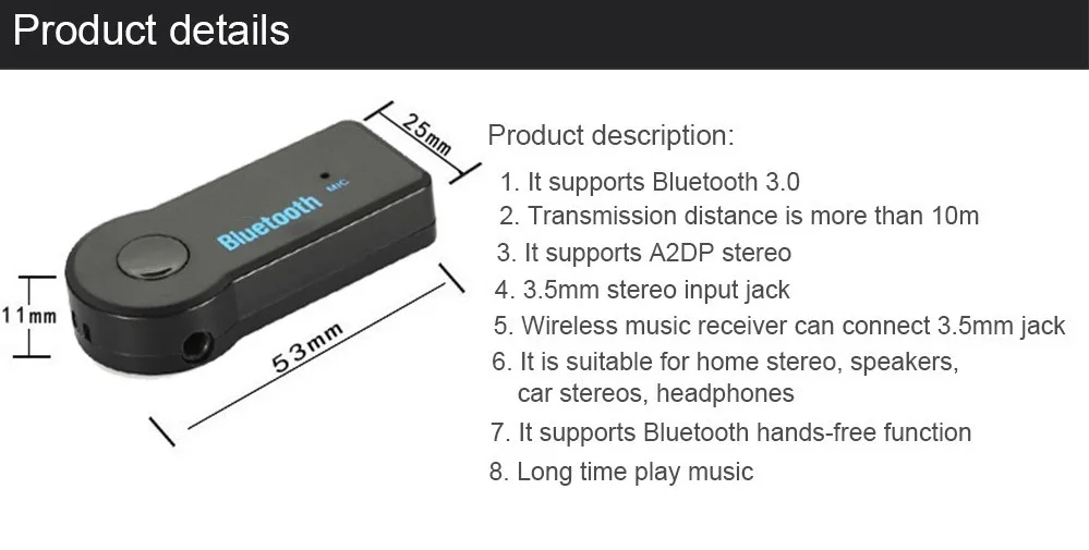 C2 Bluetooth приемник адаптер беспроводной прием 3,5 мм разъем Aux музыка аудио передатчик Наушники с микрофоном Handfree для телефона