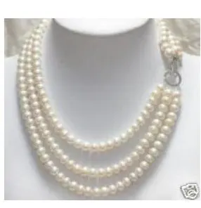 

Charming 3 rows 7-8MM white pearl necklace