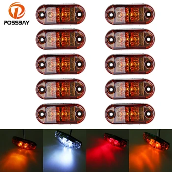 

POSSBAY 10 Pcs Oval/Hexagon Tail Light Lamp 2 LED Side Maker Light 12V-24V 10V-30V Indicator Lights for Truck Bus Boat Trailer