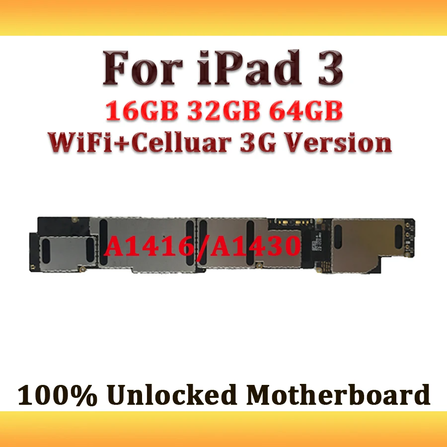 WiFi + Celluar 3G версия для iPad 3 материнская плата высокое качество 16 Гб/32 ГБ/64 ГБ A1416/A1430