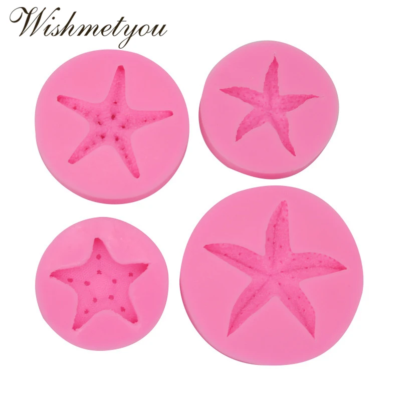 

WISHMETYOU Handmade 4 Size Starfish Silicone Molds Ocean Cake Decorating Tools Silicone Soap Mold Wedding Decoration Baby Likes