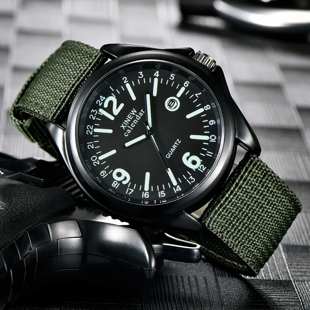 Montre militaire à quartz pour hommes, montres de l'armée en nylon,  bracelet en toile, montre-bracelet de sport décontractée - AliExpress