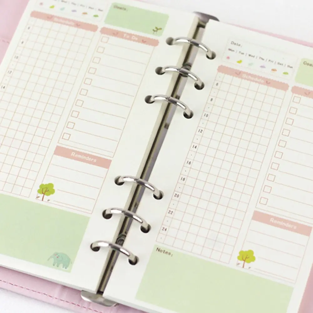 

Loose-leaf Cartoon Handbook Refills A6 Six-hole Color Core Planner Notebook Filler Paper Inside Page Weekly Plan DIY Accessory