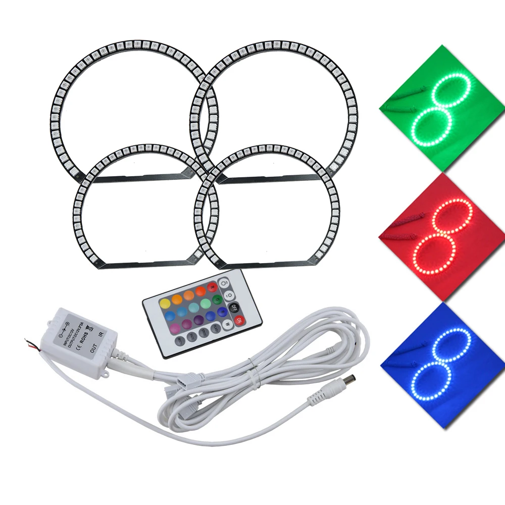 Разноцветсветодиодный светодиодные кольца Angel Eye RGB SMD мигающие цветные halo для | Отзывы и видеообзор