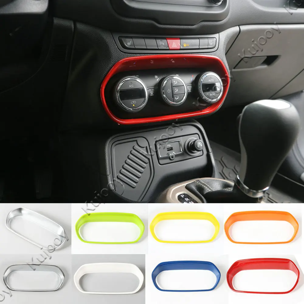 

8 Colors Car Air Condition Switch Knob Cover Trim Frame Styling Sticker Fit For Jeep Renegade 2015 2016 2017 Car Decal Accessory