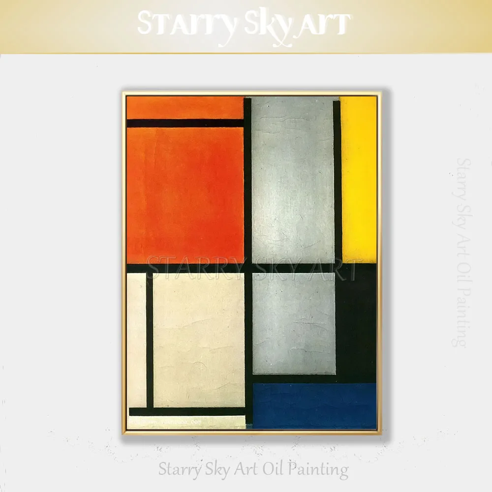

New Arrivals Reproduce Mondrian Art Oil Painting on Canvas Modern Canvas Acrylic Geometric Painting for Living Room Wall Decor