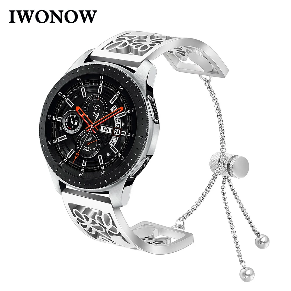 Для женщин Изделия ремешок для samsung Galaxy часы 46 мм Шестерни S3 Нержавеющая сталь группа женский ремешок Замена пояс запястье браслет