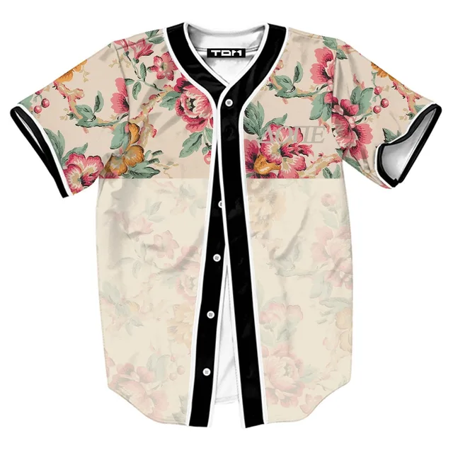 Floral Print Baseball Jersey 3D Shirt Men/Women Brand Design Mens Buttons Baseball Shirt Homme