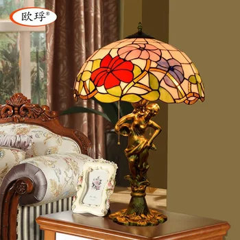

American Pastoral Tiffany stained glass table lamp living room bedroom bedside lamp 40CM