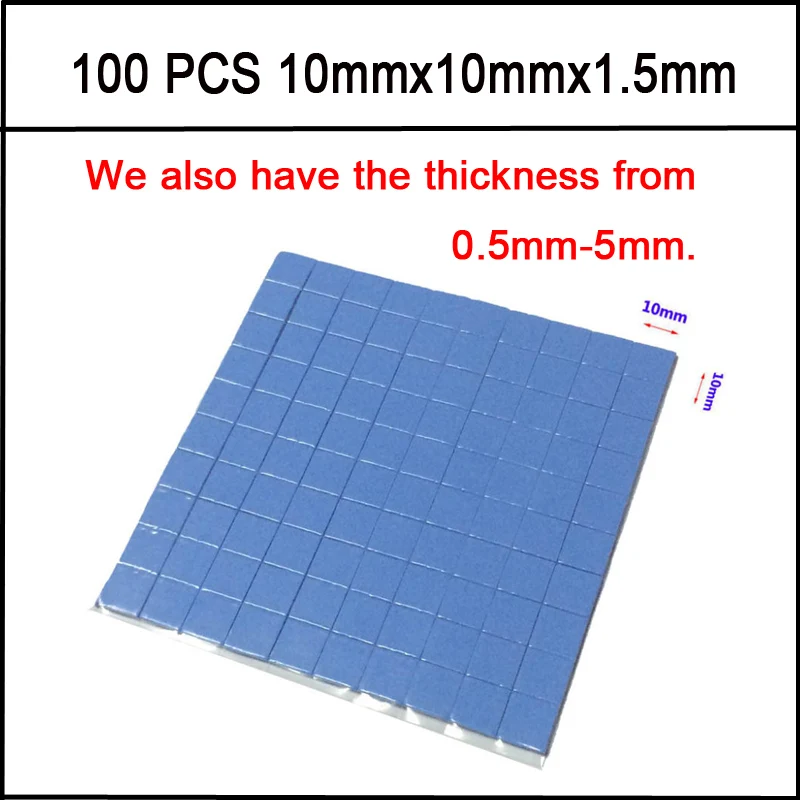 

New GPU CPU Heatsink Cooling Conductive Silicone Pad 10mm*10mm*1.5mm 100 pcs Thermal Pad high quality