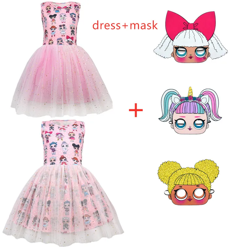 

3-7Y Lol Dolls Baby girl Dresses Summer sleeveless Princess lace dress Kids Party Christmas Costumes Children Clothes