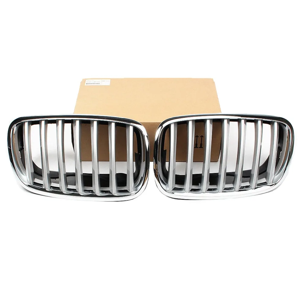 

Chrome Pair Front Air Intake Hood Bumper Center Radiator Left Right Kidney Grille Grill For BMW X5 E70 30ix 35d 35ix 48i X6 E71