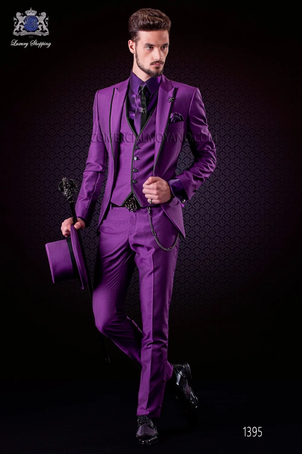 Latest Coat Pant Designs Italian Purple Tuxedo Jacket Slim Fit Men Suit ...