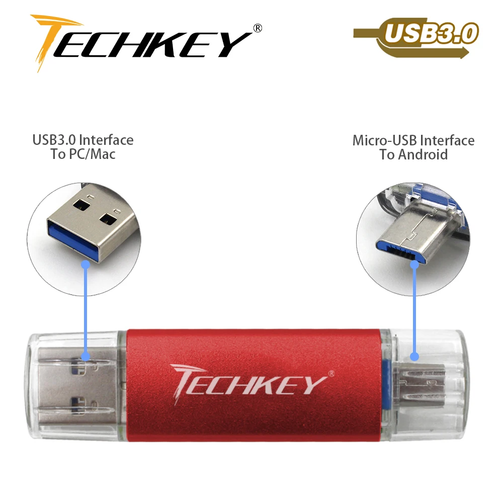 Новинка TECHKEY OTG usb 3 0 32gb флеш накопитель 64gb 16gb memoria cel в подарок для samsung mobile|usb 3.0 32gb|3.0