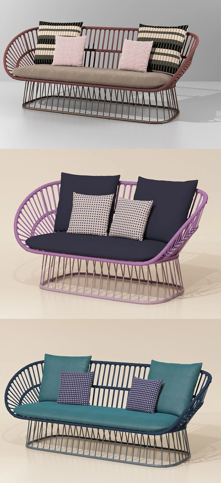Алюминиевый ротанг плетеная садовая мебель Современный наружный диван