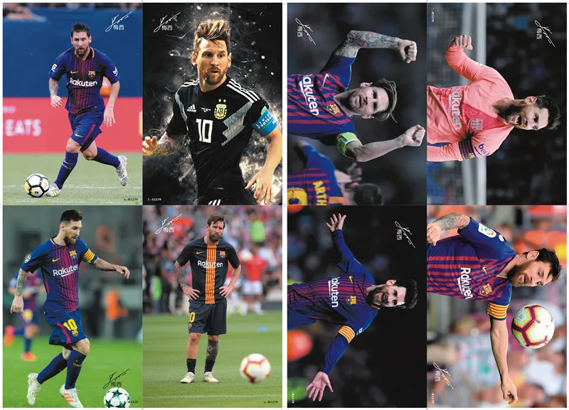 

8pcs/Set Lionel Messi FC Barcelona Football soccer Wall Sticker Vinyl Decal Mural Decor poster wallpaper Free Shipping