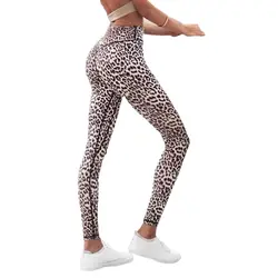 Леопардовый Высокая талия Сексуальная Push Up женские леггинсы тренировка эластичный спортивный бинт из полиэфирного волокна мотобрюки