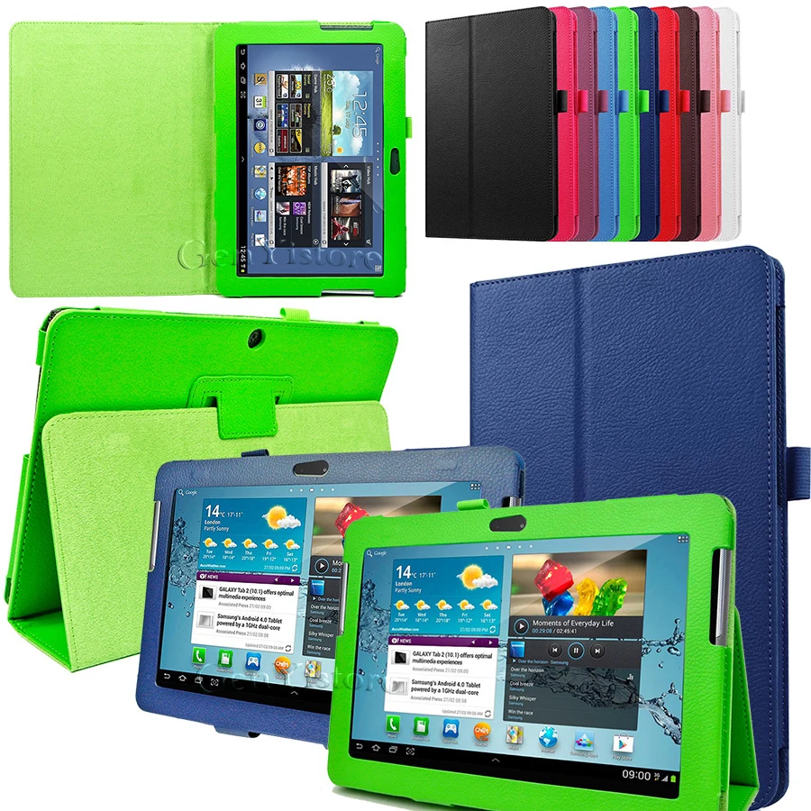 Flip Funda de cuero folio para Samsung Galaxy Tab 2 10.1 pulgadas p5100 p5110 p5113 Soportes de Tablet caso cubierta prueba de golpes samsung galaxy tab|tablet case covertablet cover -