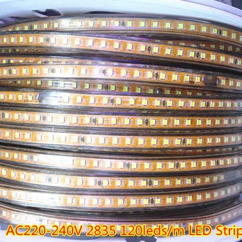 

100m 220V 240V tiras LED Strip 2835 SMD 120leds/m Ribbon Tape rope Light Waterproof IP67 warm white brighter 3528 3014 5630 5730