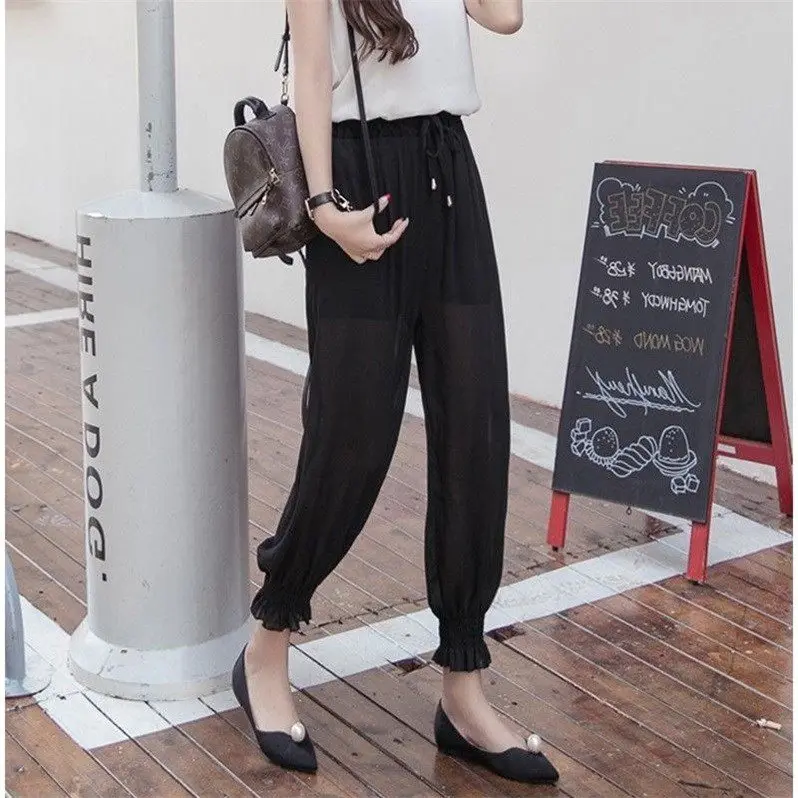 Fashion elastic waist chiffon women pants Lantern pants bohemian style casual loose harem pants Beach Drawstring pants XXL Fashion elastic waist chiffon women pants Lantern pants bohemian style casual loose harem pants Beach Drawstring pants XXL
