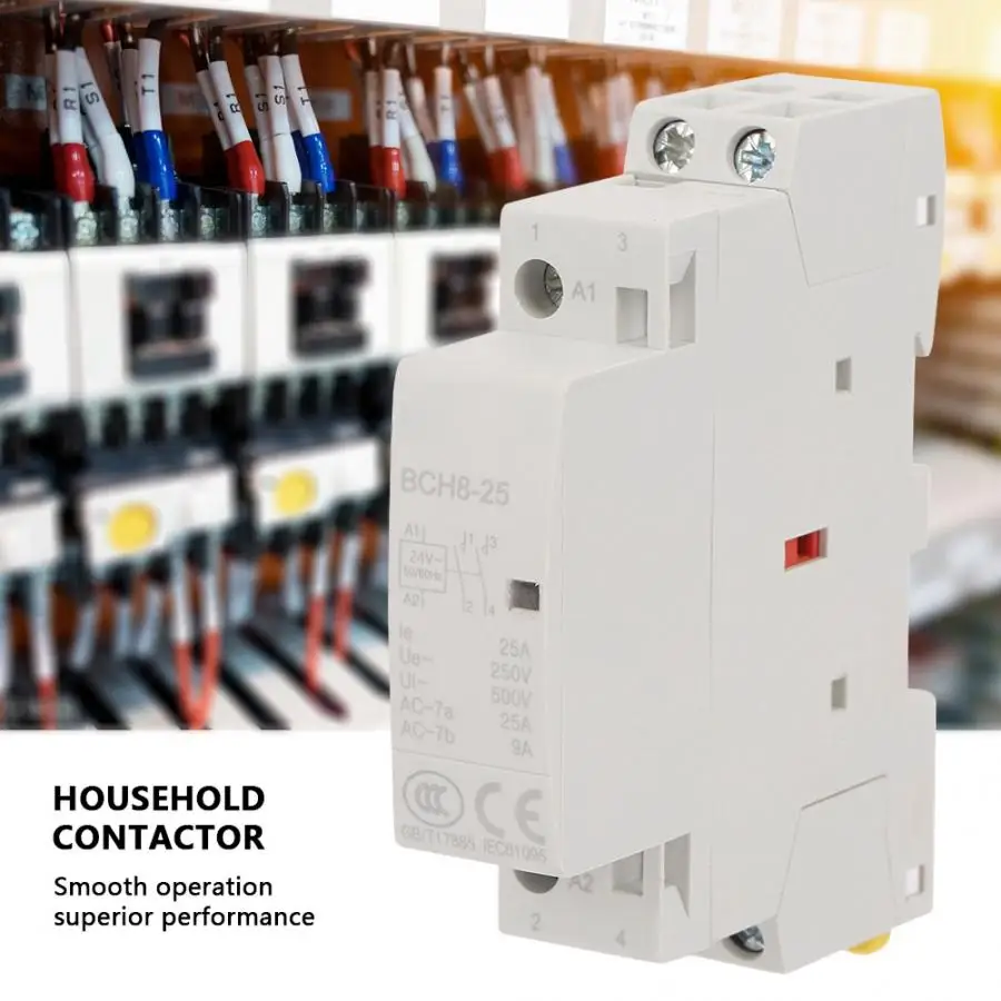 

2P Contactor 25A 24V AC Contactor 1NO 1NC 50/60Hz Din Rail Household AC Contactor