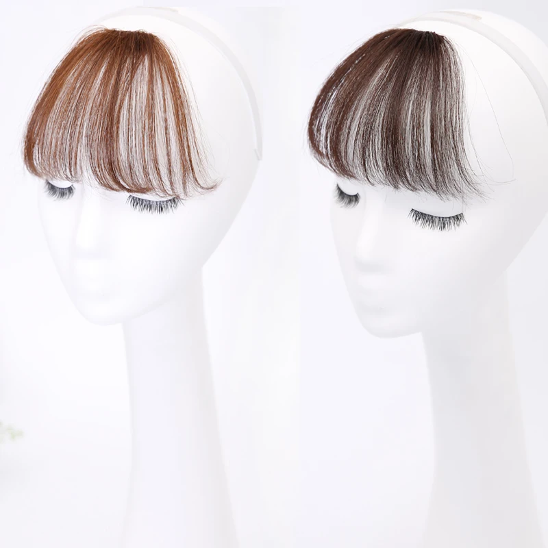 AOSIWIG Fake Long Blunt Bangs Hair Extension Synthetic False Hair piece Natural Fake Hair Bangs for Women High Temperature Fiber