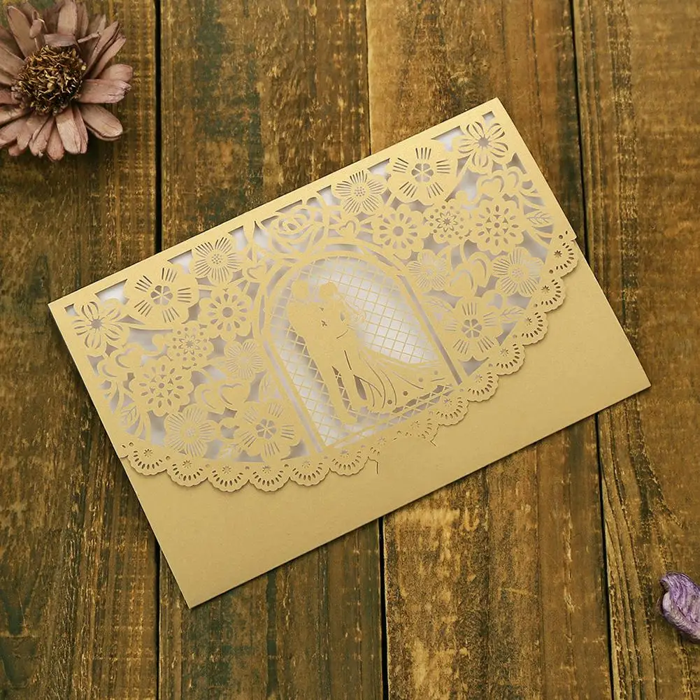  10PCS/Pack New Style Hollow Bride and Groom Wedding Invitation Card European Style Innovative Perso - 32918145279