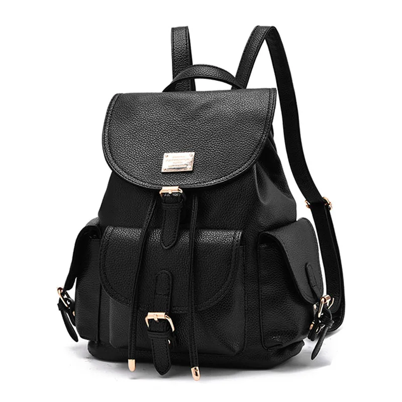 

Petrichor Fashion Black Women Backpack Female PU Leather Backpacks Girls School Shoulder Large Capacity Womens Mochila Vintage