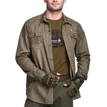 Мужская весенне-осенняя хлопковая рубашка с длинными рукавами, мужская спортивная подготовка на открытом воздухе, дышащая Военная тактическая рубашка