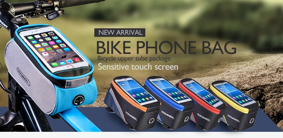 Clearance ROSWHEEL Bicycle Bags Frame Front Head Top Tube Waterproof Bike Bags&Double IPouch Cycling For 5.5-6.2 in Cell Phone Touch 0