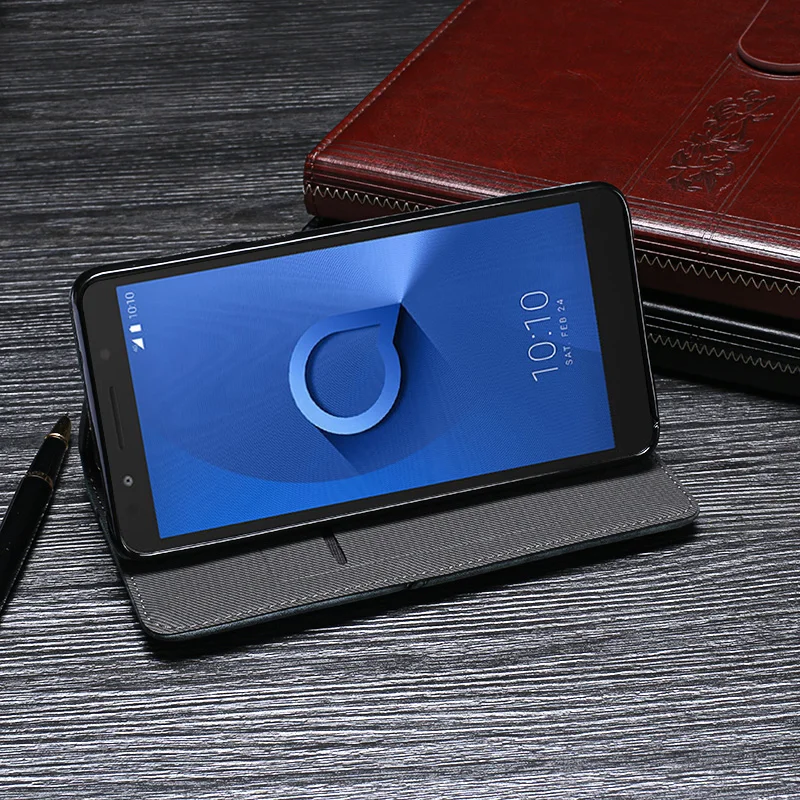 ITien высококачественный защитный кожаный резиновый чехол для телефона Alcatel 1C 5003 TPU силиконовый кошеек чехол закрытый Etui кожа
