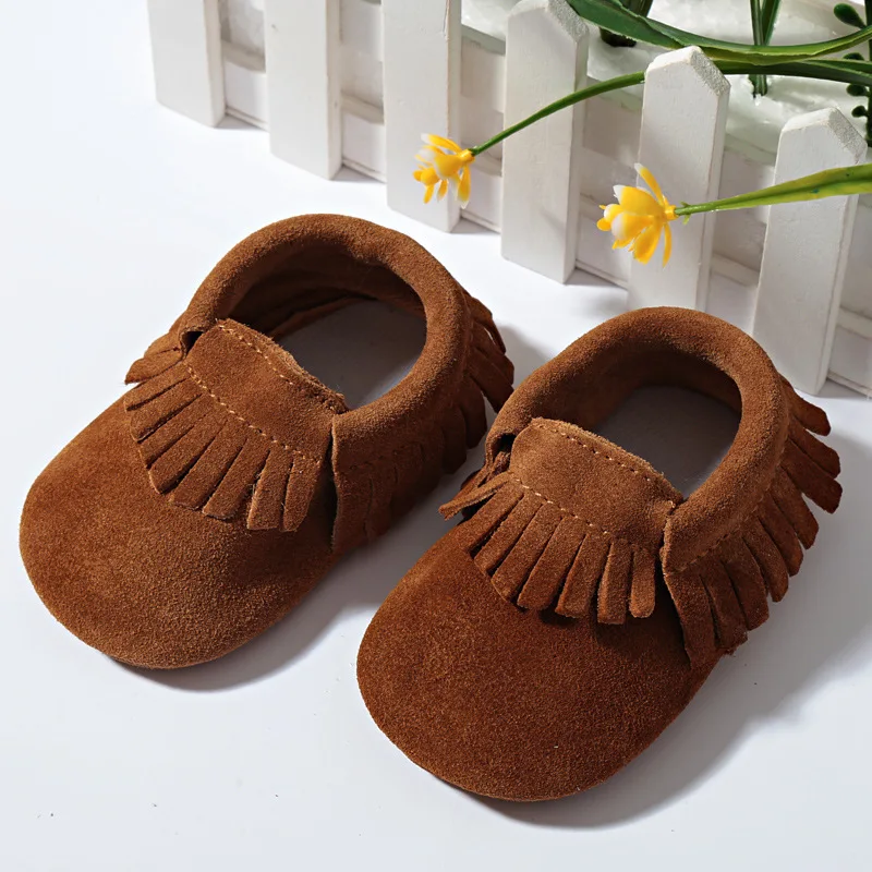 Pure cowhide Genuine Leather Infant Newborn Babys Toddler Moccasins