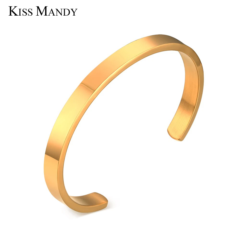 

KISS MANDY 2018 Hot Sale New Fashion Jewelry 316L Stainless Steel Open Round Bangles & Bracelets For Men TB302