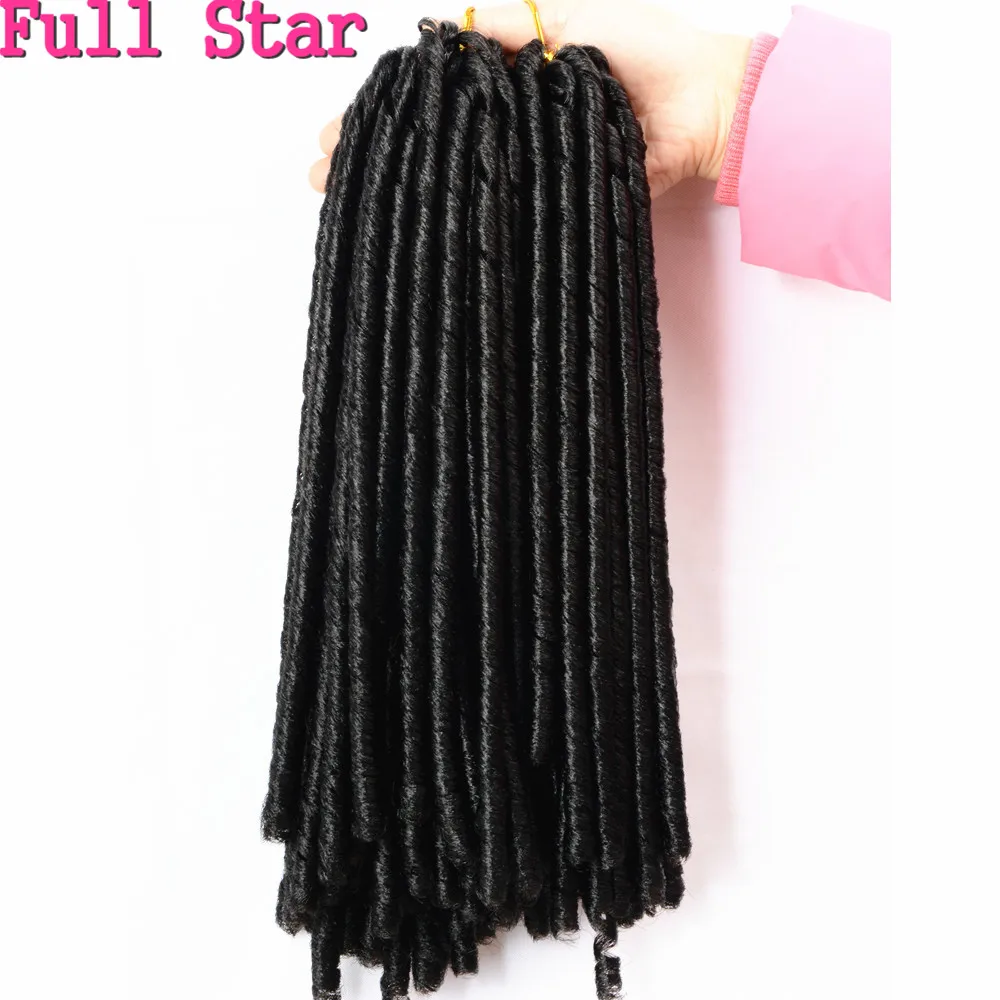 Полная Звезда Мягкие Faux locs 7 упаковок 1" 70 г вязанные крючком косы волосы Flod 30 корней черный Омбре Коричневый Плетение синтетические волосы для наращивания