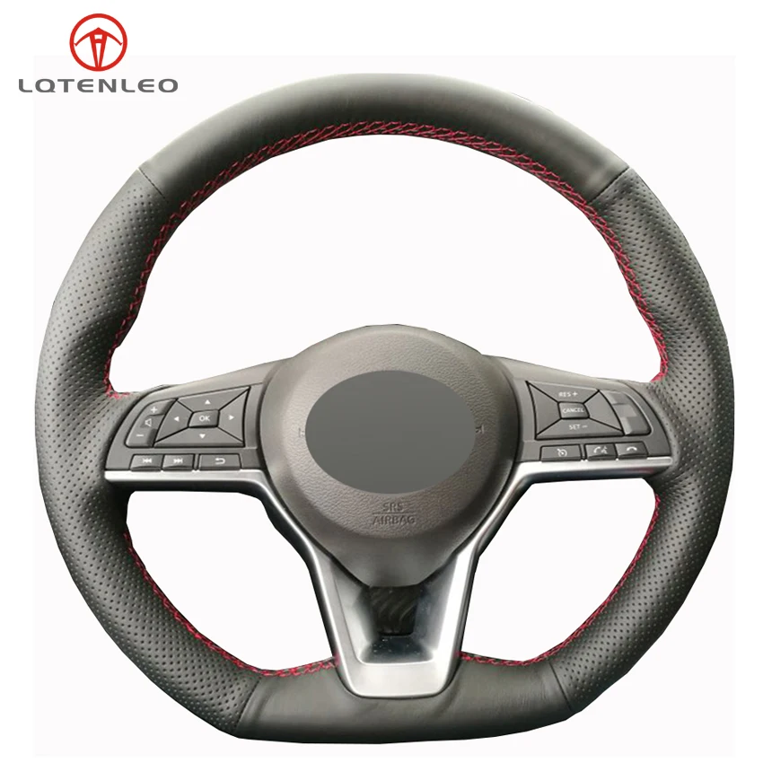 LQTENLEO Black Artificial Leather Car Steering Wheel Cover for Nissan