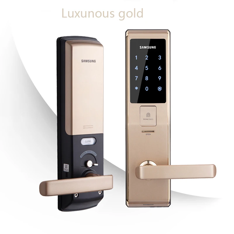 Английская версия большой врезной золото Цвет Samsung отпечатков пальцев цифровой замок shs-h705(отпечатков пальцев+ пароль+ ключ