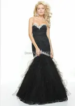 2015 Black Red Hot Mermaid Women Off the Shoulder Prom Gown Sweetheart Beaded Tulle font b