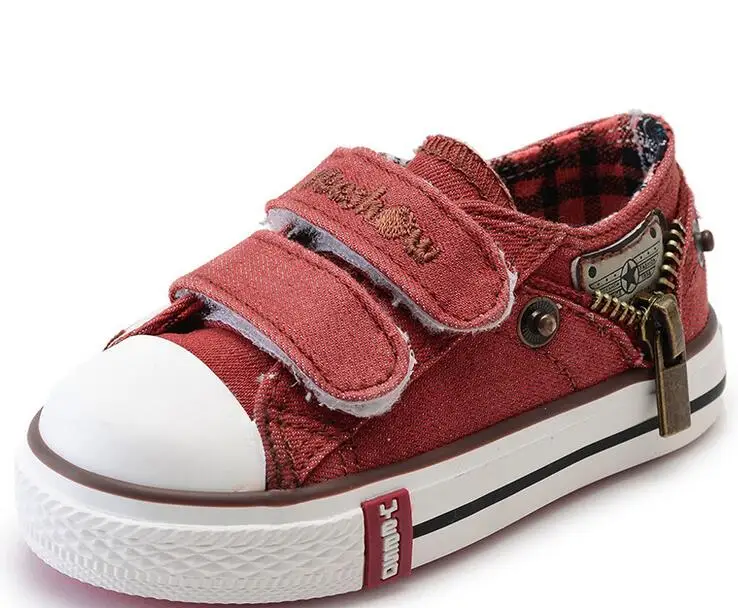 

Size25~37 Children Shoes Kids Canvas Sneakers for Boys Boots denim jeans Side Girls Zipper Shoes always available
