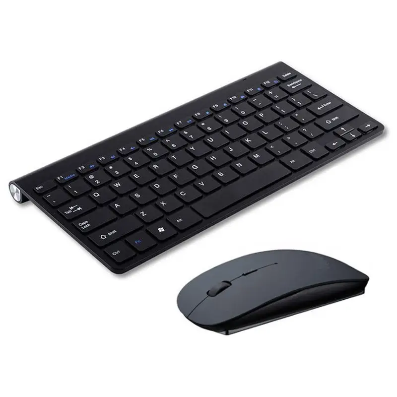 2,4G Портативная мини беспроводная клавиатура для ноутбука, настольный смарт-телевизор, компьютер, ноутбук, ПК, Mac, эргономичная мышь, клавиатура, комбинированный набор - Цвет: Black Keyboard Mouse