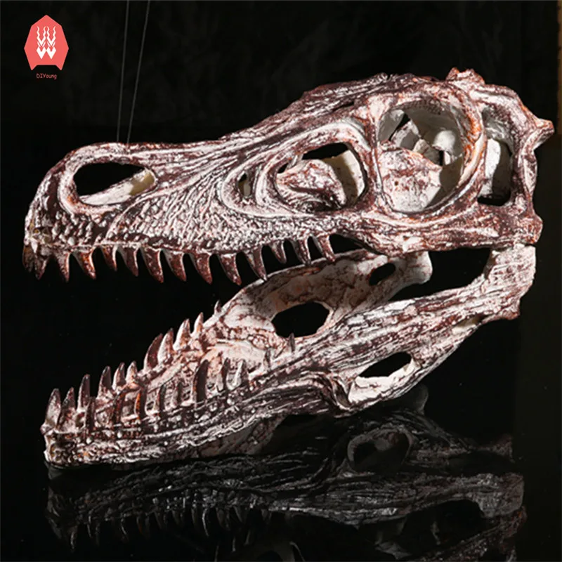 

Resin Creative Velociraptor Skull Figurine Sculptures Dinosaur Skeleton Head Craft Statues for Decoration Halloween Home Decor