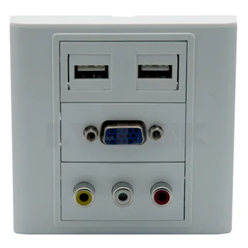 

VGA, 2XUSB, 3RCA AV wall plate with back side screw connection support DIY