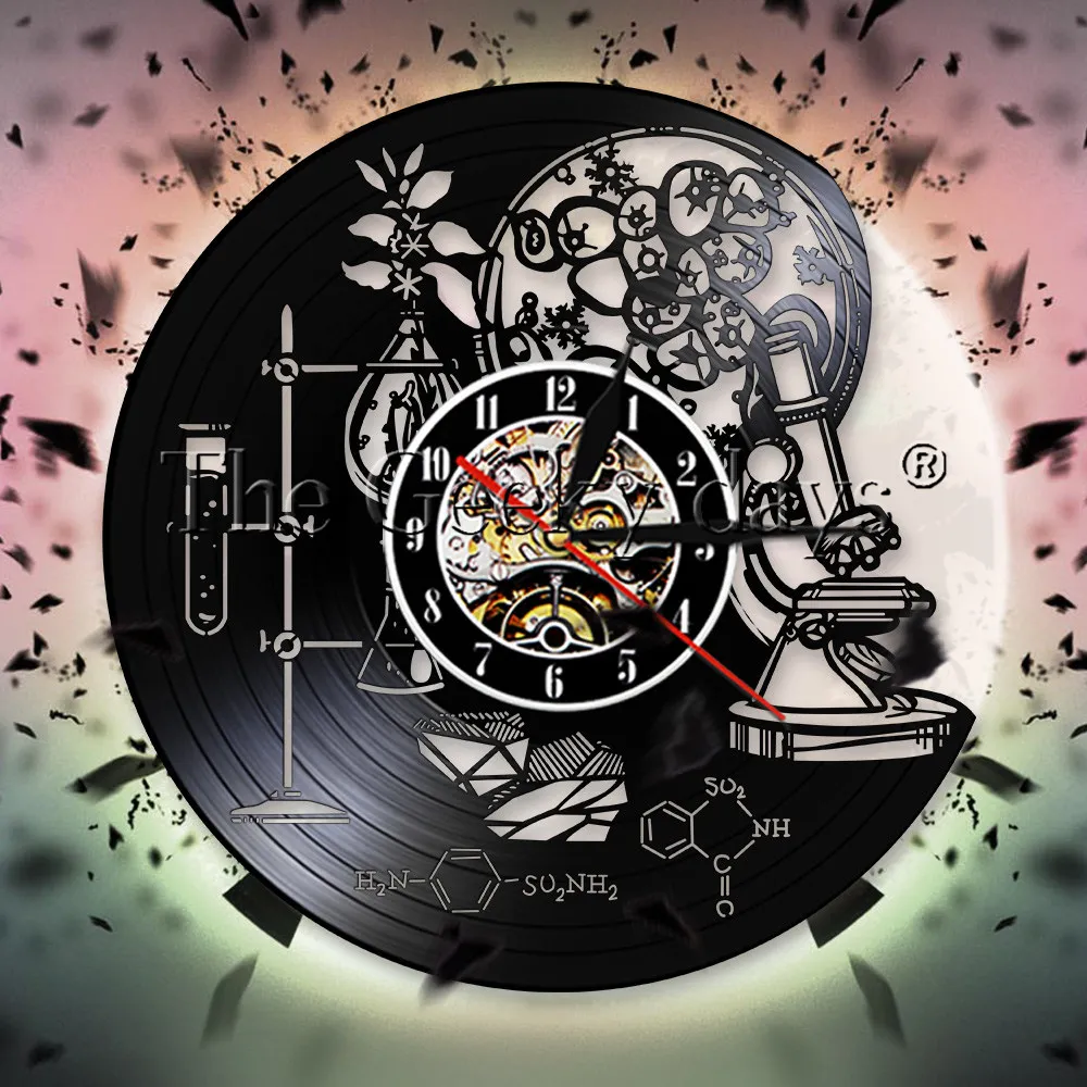 

Tools of Science Chemistry Lab Wall Clock Biology Science Dopamine Molecule Vinyl Record Wall Clock Wall Art Watch Teacher Gift