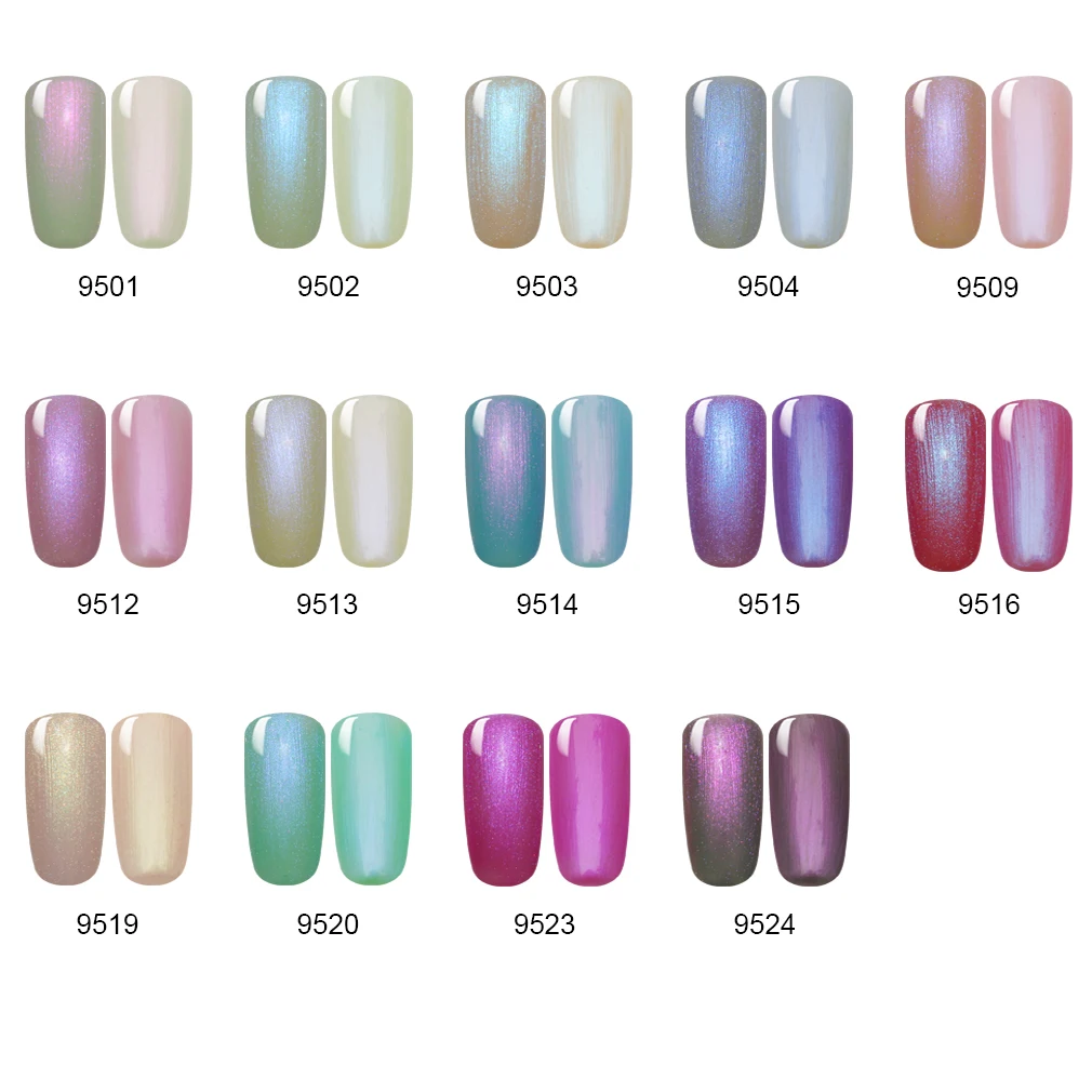 HNM 8ml Mermaid Glitter UV Nail Polish Soak Off LED Lamp Shell Nail Gelpolish Painting Gellak 14 Colors Primer Stamping Enamel