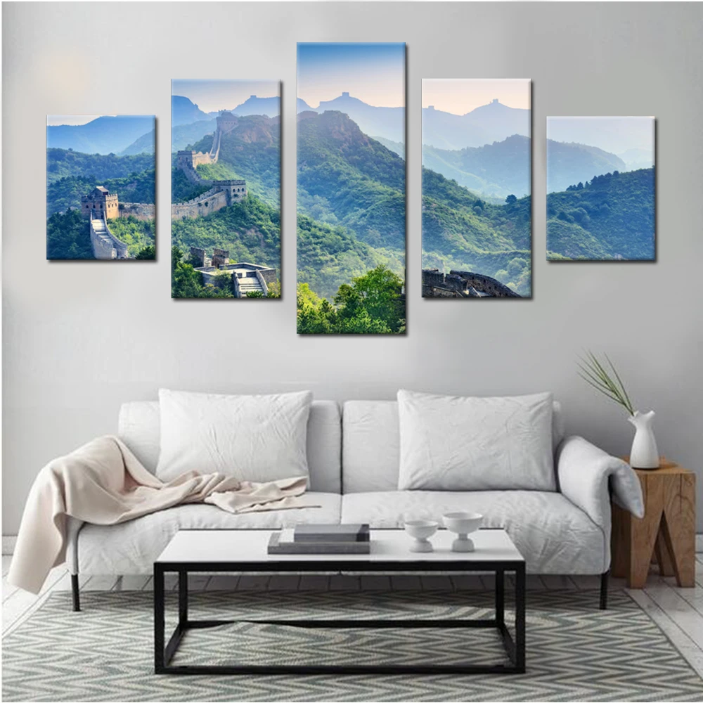 HD Print 5pcs Copy of the Great Wall landscape canvas painting modern home decor wall art picture living room /PT1269 | Дом и сад